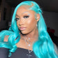 Mint Green Colored Body Wave Lace Frontal Wig