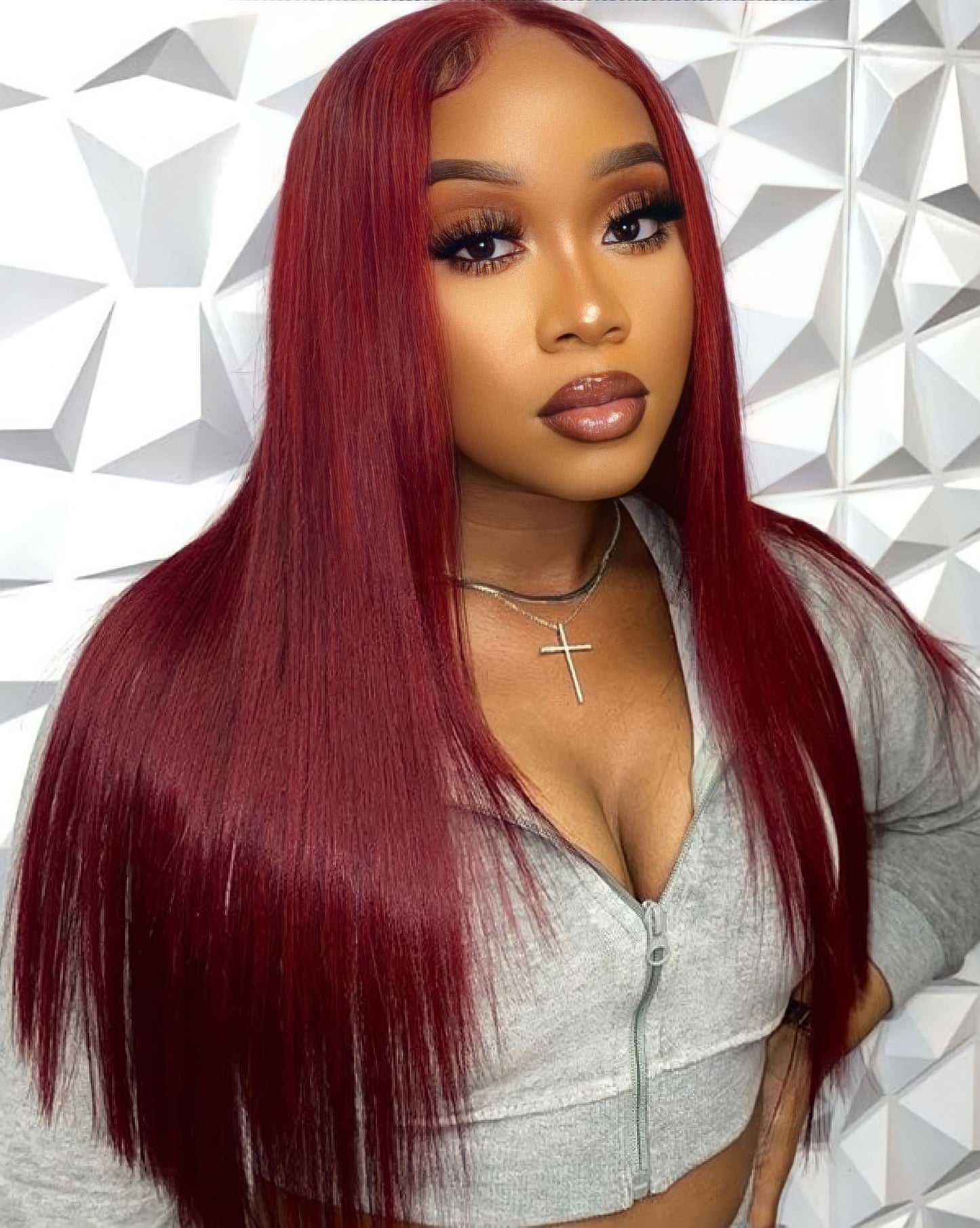 Burgundy #99j Straight Lace Frontal Wig