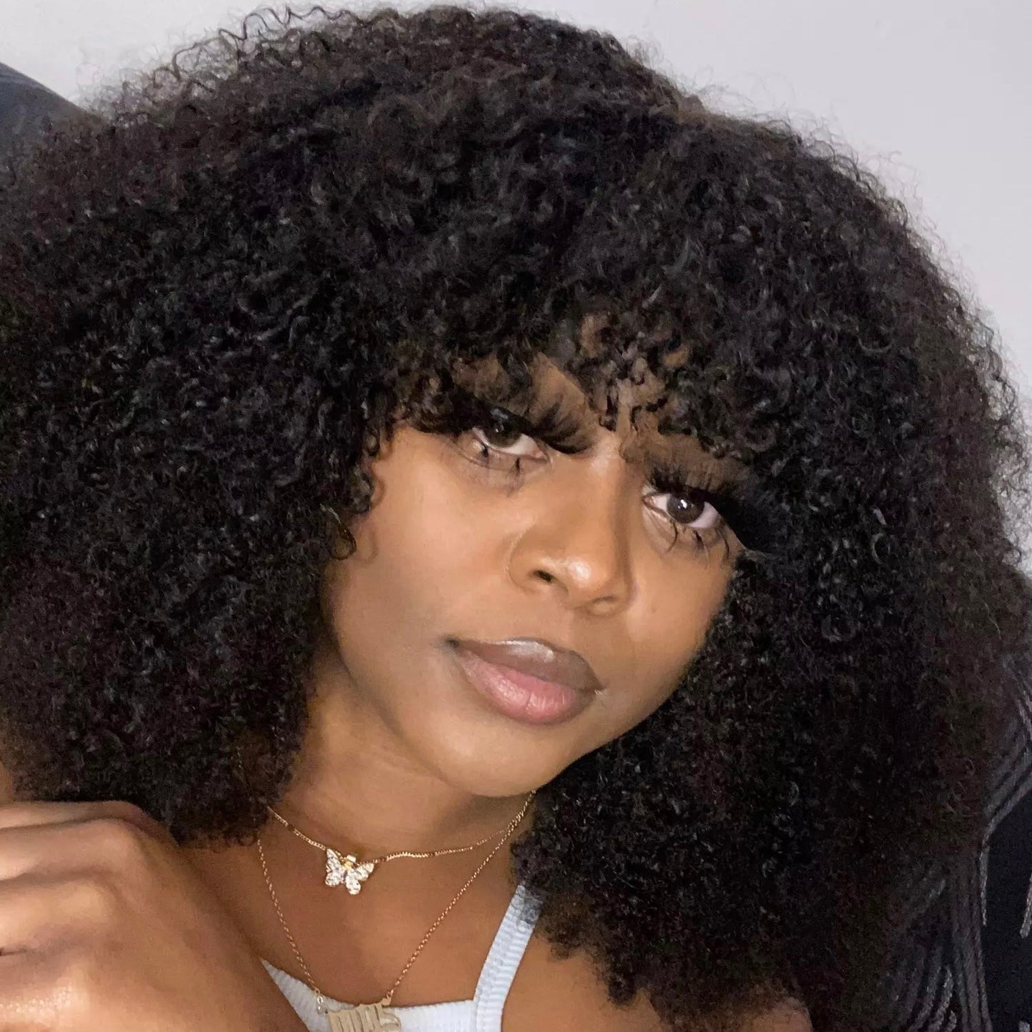 Afro Kinky Curly Wig With Bangs - SheSoPrada