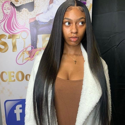 Black Straight T Part Lace Frontal Wig - SheSoPrada
