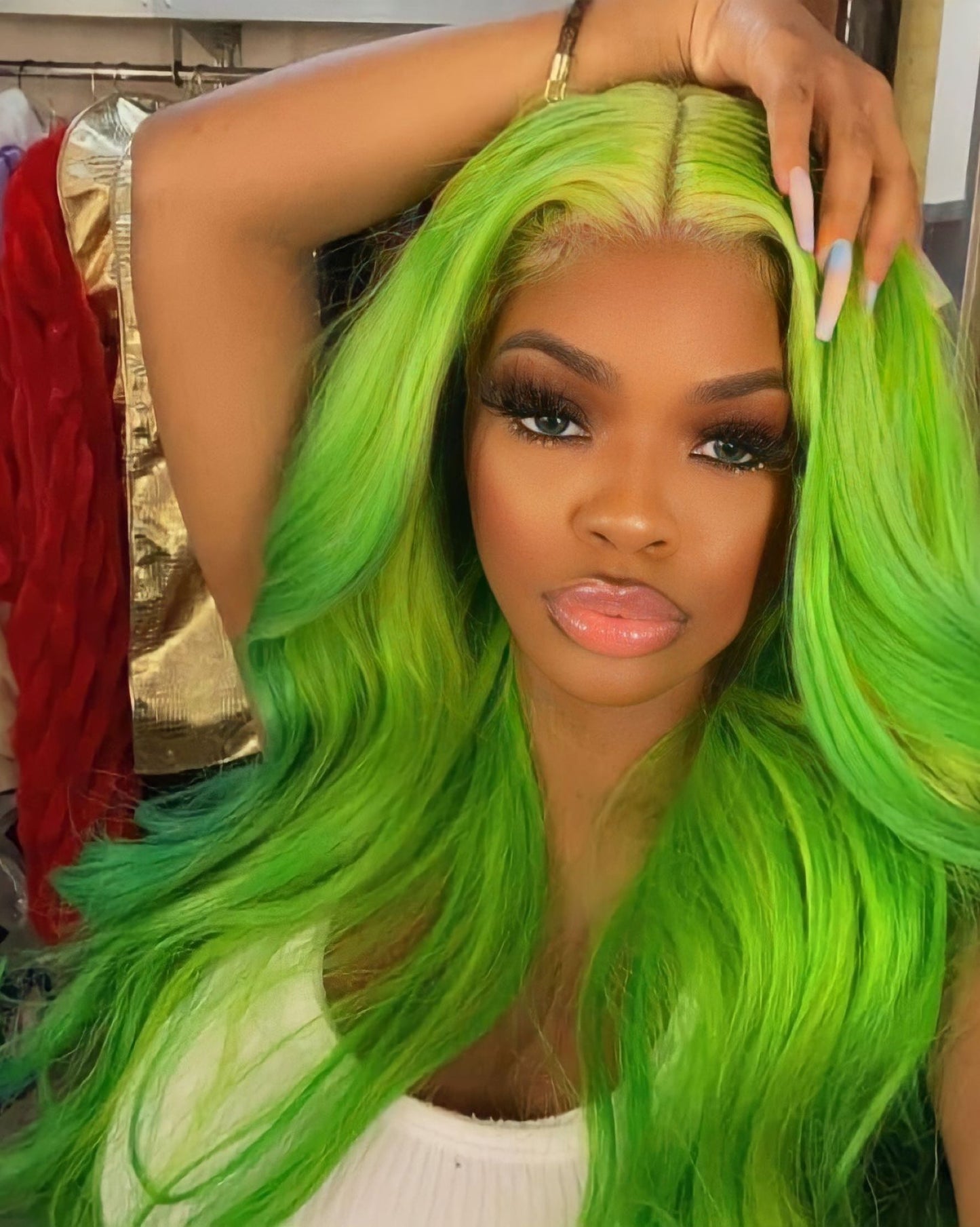 Green Colored Straight Lace Frontal Wig - SheSoPrada