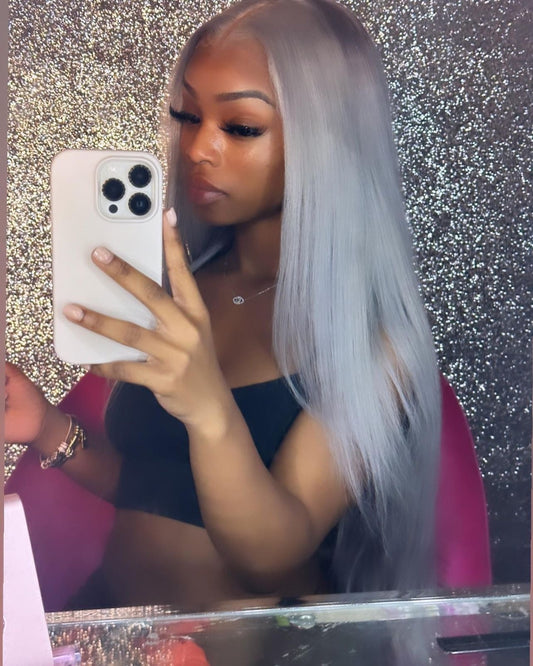 Grey Colored Straight Lace Frontal Wig - SheSoPrada