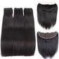 (NEW) Black Straight Double Drawn Bundles + Frontal