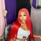 Red Colored Straight Lace Frontal Wig
