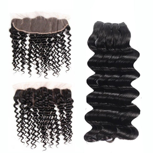 Loose Deep Wave Double Drawn Bundles + Frontal - SheSoPrada