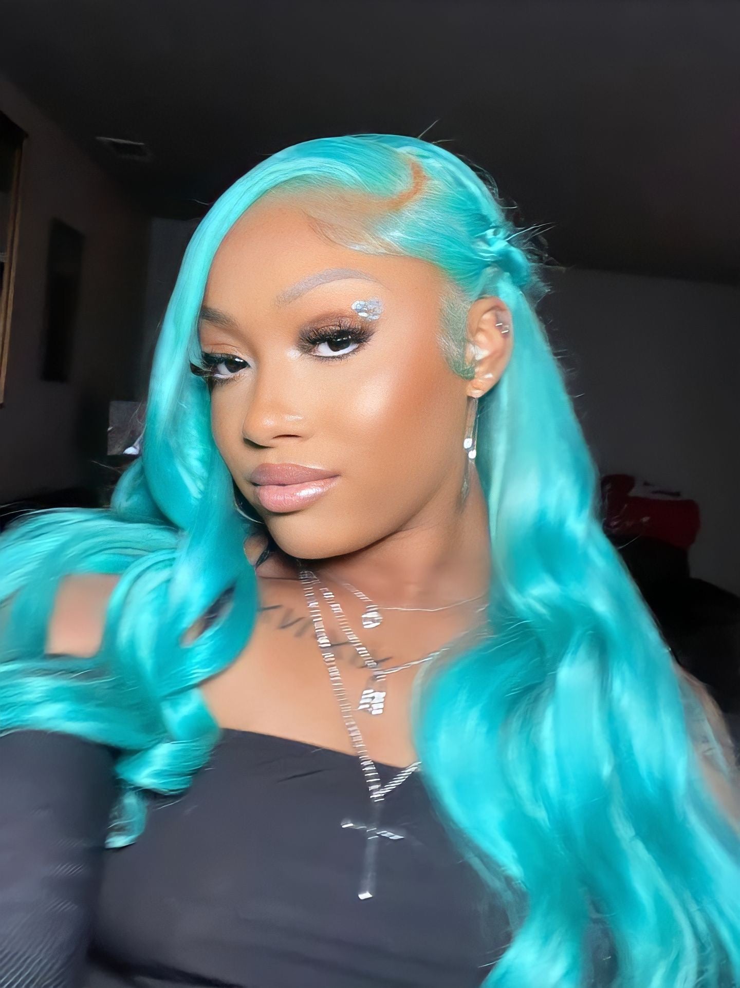 Mint Green Colored Body Wave Lace Frontal Wig - SheSoPrada