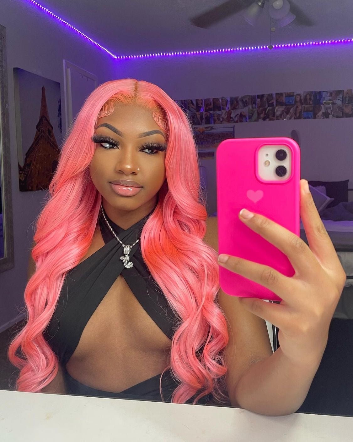 Pink Colored Straight Lace Frontal Wig - SheSoPrada