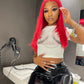Red Colored Straight Lace Frontal Wig - SheSoPrada