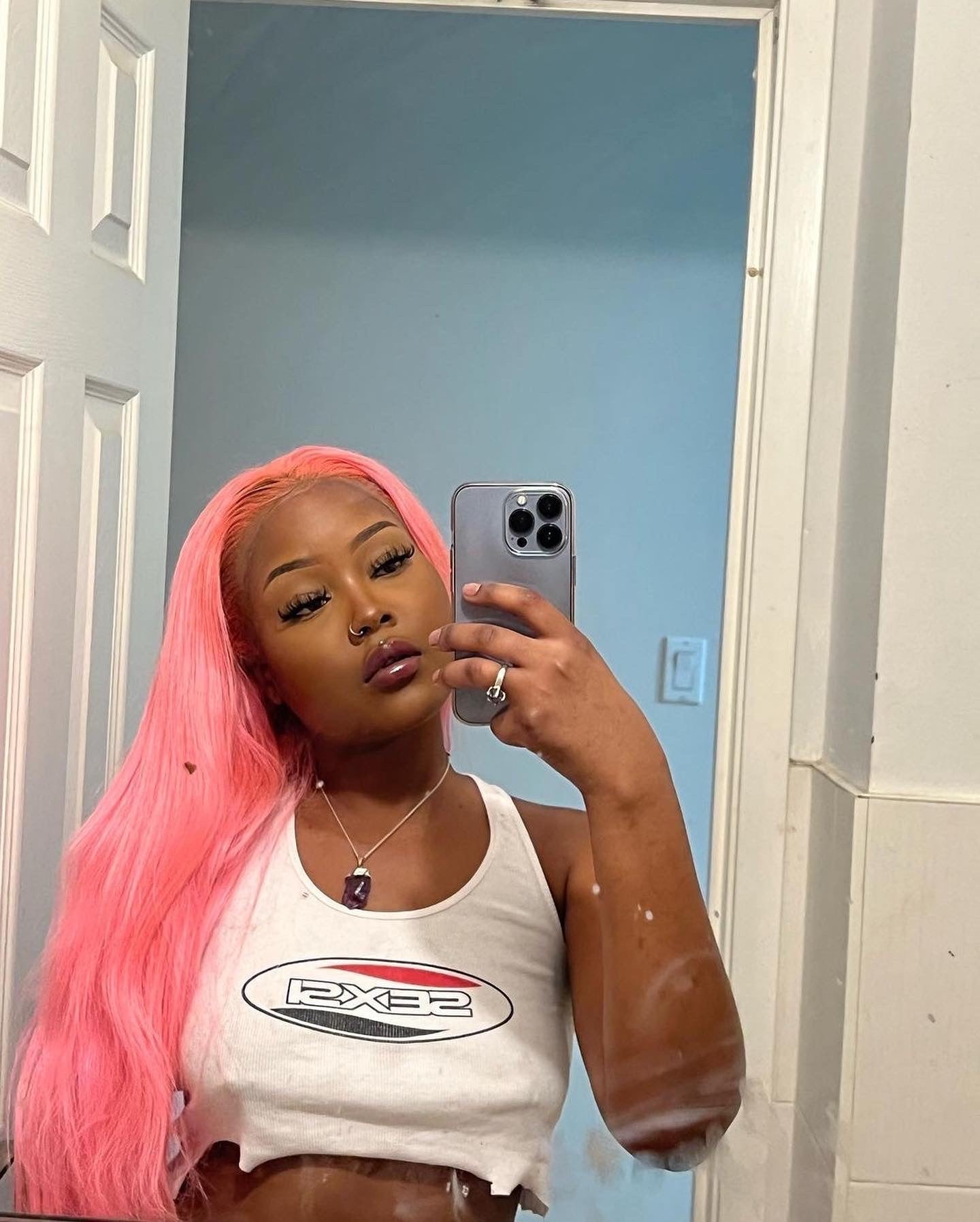 Pink Colored Straight Lace Frontal Wig