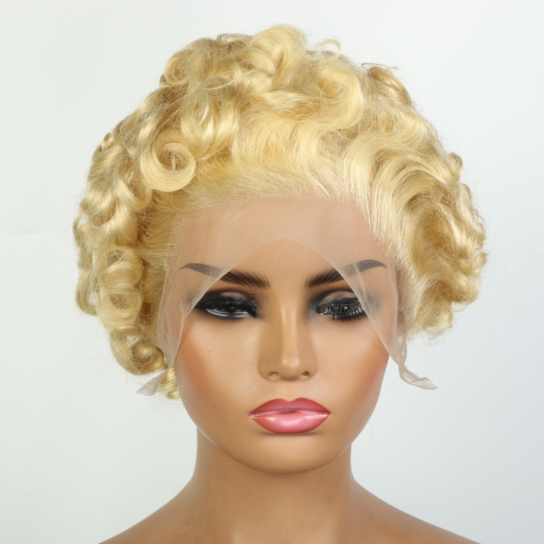 Blonde 613 Short Pixie Cut Curly Wig