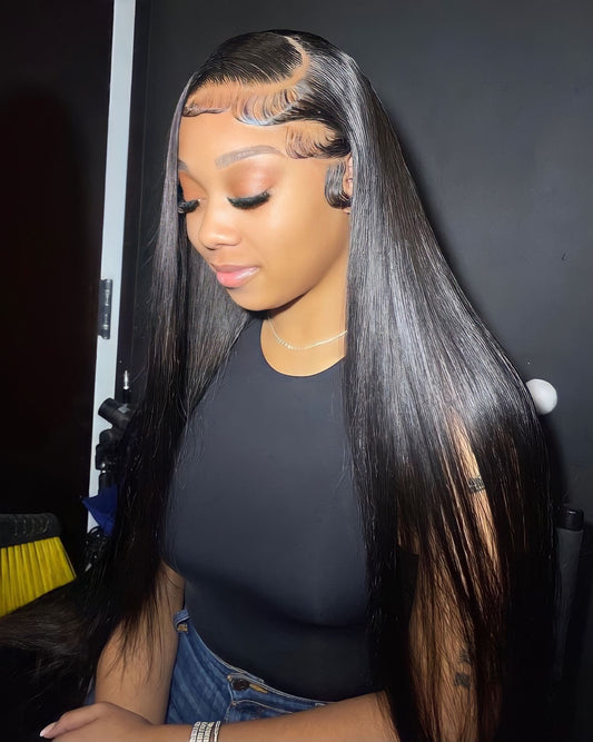 (RUSH) 13x6 Black Straight Lace Frontal Wig
