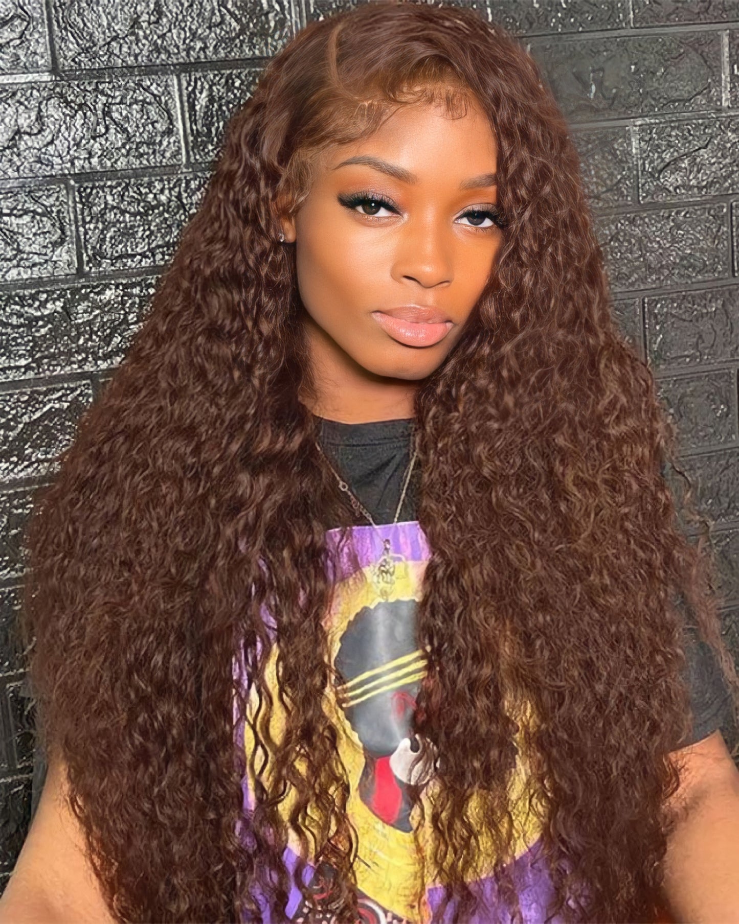 Brown #4 Water Wave Lace Frontal Wig