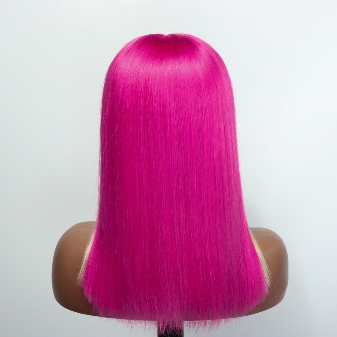 Pink Colored 613 Highlighted Straight Bob Lace Frontal Wig