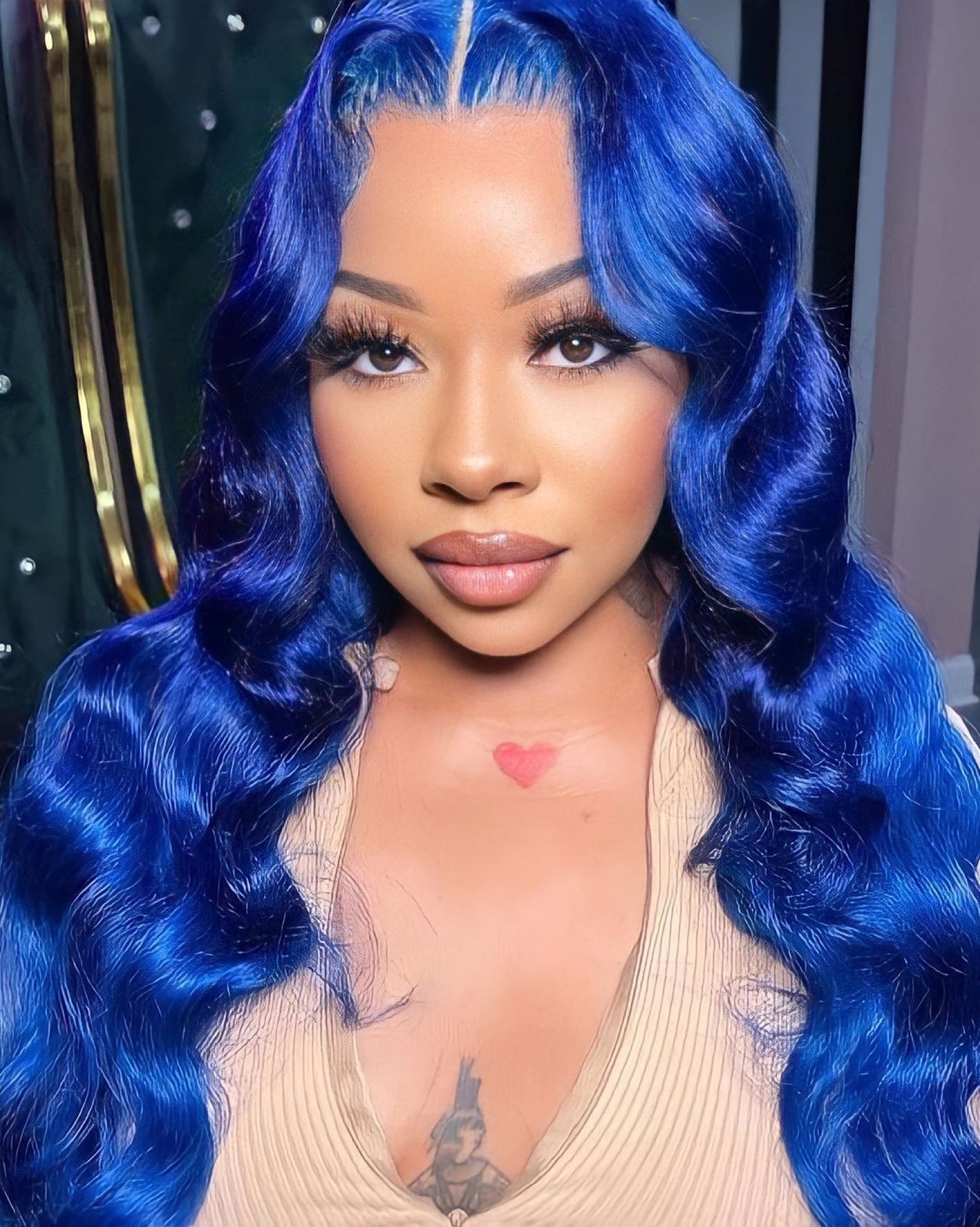 Blue Colored Straight Lace Frontal Wig
