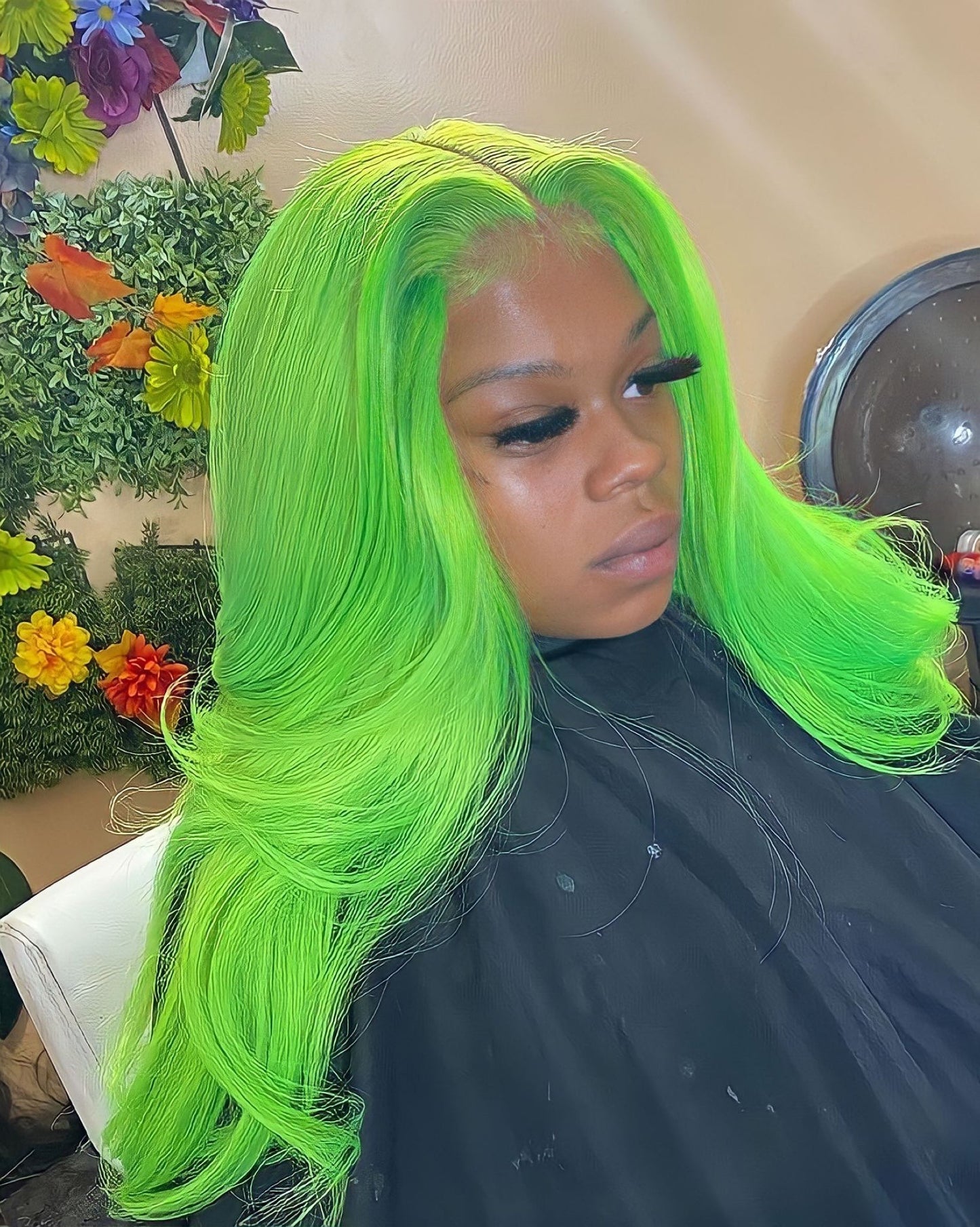 Green Colored Straight Lace Frontal Wig