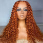 (NEW) Ginger Orange Deep Curly Lace Frontal Wig