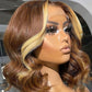 Brown And Blonde Highlight Short Straight Bob Lace Frontal Wig