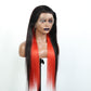 Black & Red Peekaboo Straight Lace Frontal Wig