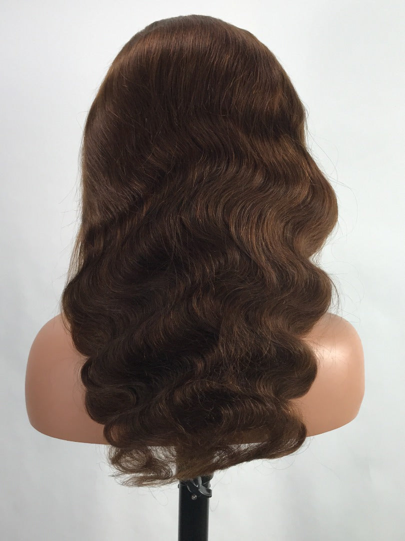 HD Brown #4 Brazilian Body Wave Lace Frontal Wig
