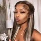 Platinum Blonde Highlight Straight Lace Frontal Wig