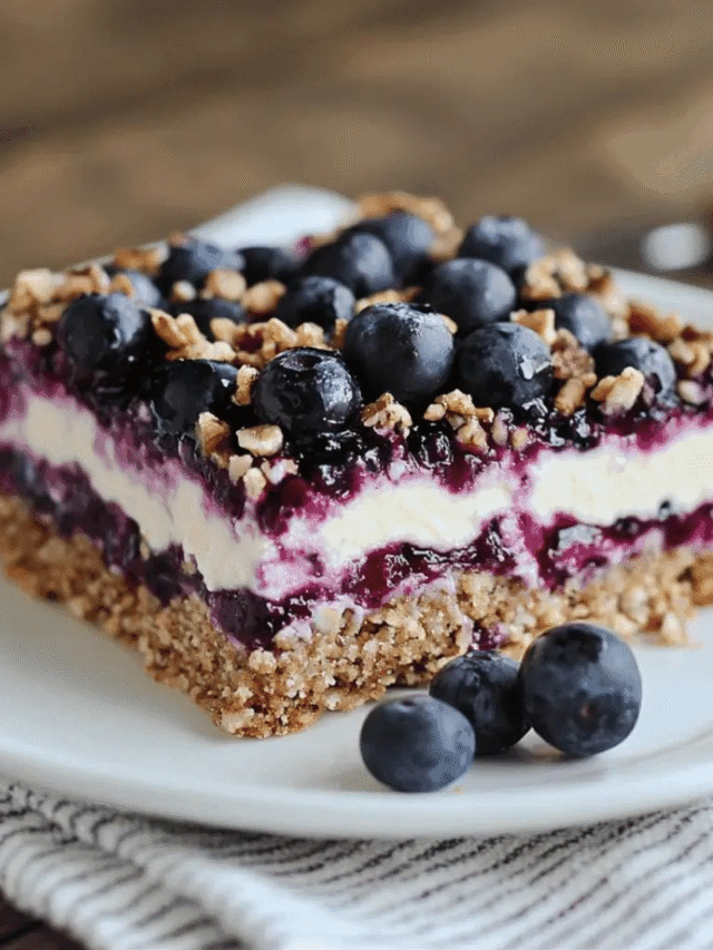 No-Bake Lemon-Blueberry Cheesecake Bars